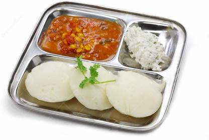 Vallabh Stainless Steel 3 in 1Pav Bhaji Plate/Thali Plates Set of 2 Piece,Silver Sectioned Plate
