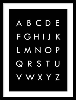 ABCD Black & White Framed Poster for Study Room Wall Décor - Portrait, Wall Display Fine Art Print