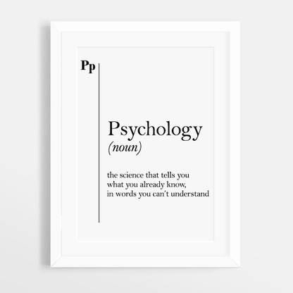 ColossalArtHouse Psychology White Motivational Framed Poster for Home and Office Wall Decoration - Acrylic Glass - Portrait Fine Art Print