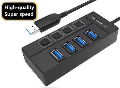 House Of Sensation With On / Off Switch USB Distributor Support PC Laptop High-speed 4 - Port USB 3.0 HUB (Black) - Set of 1 With On / Off Switch USB Distributor Support PC Laptop High-speed 4 - Port USB 3.0 HUB (Black) - Set of 1 USB Hub