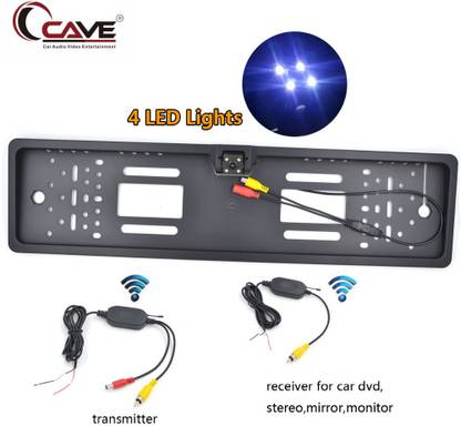 Cave Car Number Plate LED Night Vision Camera With Number Plate Frame For Reverse Parking and Rear View - Universal Car License Number Plate Frame with Night Vision 170° Waterproof Rear View Camera Reverse Assist Camera System