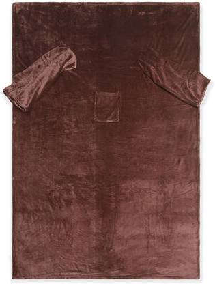 @Home by nilkamal Solid Single Wearable Blanket for  AC Room