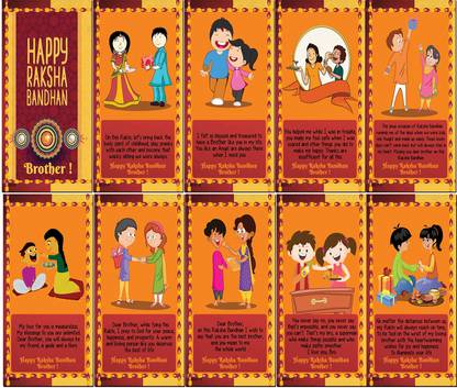 OddClick Set of 10 Happy Raksha Bandhan Brother Wishes Card Rakhi Gift for Brother Greeting Card