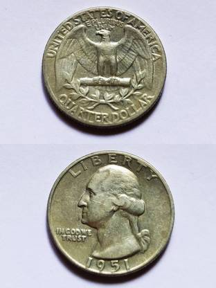 MALLICK COLLECTIONS 1951 George Washington Silver Quarter Dollar Coin,Philadelphia Mint,Rare Modern Coin Collection