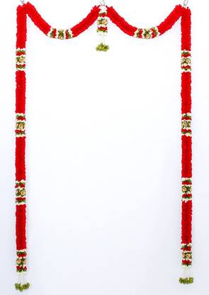 Sirgan Tiny Souls Artificial Flowers Thoranam /pose/Toran Set Door Hangings for Navarathi/Diwali/idol decoration/Door decoration/Wall Decoration -50 INCHES( red) Toran