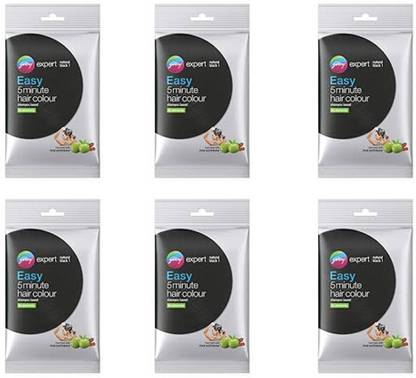 Godrej EXPERT SHAMPOO HAIR COLOR PACK OF 6 ( BLACK) , BLACK