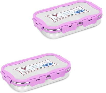 VIRTUE HOMEWARE Stainless Steel Jumbo2 Lunch Box Set -2 Containers (925ml each)Dishwasher Safe Air Tight Container lids & Leakage Proof Tiffin Box Office School Travel Picnic Lunch Box 2 Containers Lunch Box