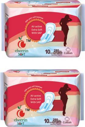 cherrin Wishp Bio Secure Soft Sanitary Pad Combo of 2 Pack Sanitary Pad Sanitary Pad