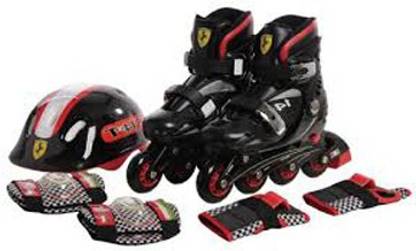 Hamleys Ferrari Black Inline Skate Combo Set - M In-line Skates - Size 41-42 Euro