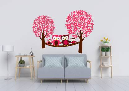 Croun Decals 84 cm owl Sitting On Tree Branch Multicker Sticker Self Adhesive Sticker