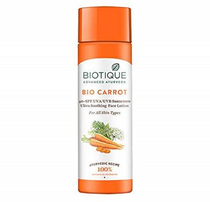 बायोटिक बायो गाजर 40+SPF UVA / UVB सनस्क्रीन अल्ट्रा सूथिंग फेस लोशन SPF - 40