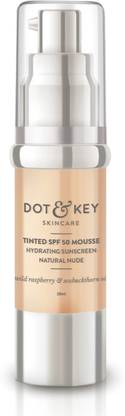 Dot & Key Sunscreen - SPF 50 PA+++ Tinted SPF 50 Mousse
Hydrating Sunscreen
Natural Nude