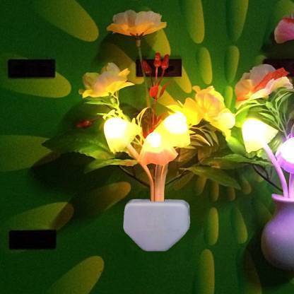VYOM Night Lamps Yellow Flower Pot Color Changing Light & Mushrooms Light Sensor LED Decorative Night Lamp
