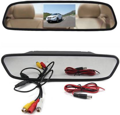 carempire Rear View Backup Camera System - Parking Reverse Car Vehicle Rearview Back Up w/ 4.3” LCD Mirror Monitor Kit, Distance Scale Lines Reverse Assist Camera System