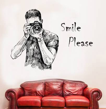 Customscart Camera with 'Smile Please' Wall Sticker
