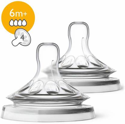 Philips Avent Natural Teat, 6 Months+, Medium Flow, Anti-Colic, Pack of 2 - SCF044/27 Medium Flow Nipple