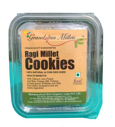 GRANDMAA Millets Ragi Desi Cow Ghee Cookies, High Fiber Delicious Cookies Cookies Biscuit