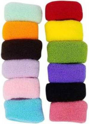 subhadra stores Fine quality thick cotton wool extra soft multi colour rubber bands for pony tails for girls/ladies (pack of 12) Rubber Band