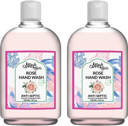Mirah Belle Rose Dry Skin Hand Wash (500 ml) -Pack of 2 - Natural Hand Wash - Sulfate & Paraben Free - Vegan, Cruelty Free, SLS, GMO-Free Hand Wash Bottle