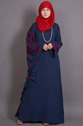 BAHAYA Polyester Self Design Abaya