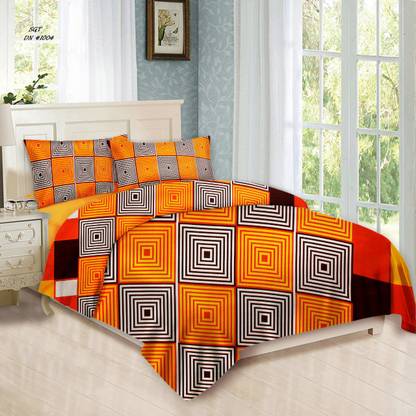 Durga 200 TC Polycotton Double Checkered Flat Bedsheet