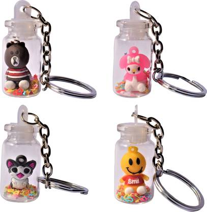 kingsman Mini Glass Bottle ( 1B ) With Single Teddy Key Chain