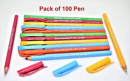Swarnalekha Pency Use & Throw Ballpoint Pen Direct Fill Blue ink Throw Away Xtra Write DF Ball Pens Set (Pack of 100) Ball Pen