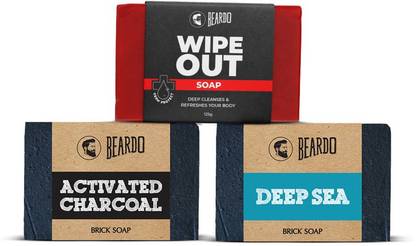 BEARDO Ultimate Soap Combo (Activated Charcoal Brick Soap, Deep Sea Brick Soap, Wipeout Brick Soap)
