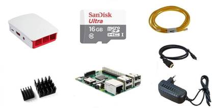 Storescent Raspberry Pi 3 Model B 1GB RAM 1.2 Ghz 64-Bit Quad Core Arm CPU with 802.11N WiFi and Bluetooth -The Complete Kit (with Red Official Case) Electronic Components Electronic Hobby Kit