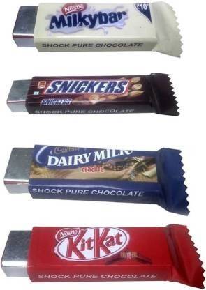 CC&S Shocking Artificial Kitkat, Milky Bar, Dairy Milk and Snickers Chocolate Gag Toy Pack of 4 Artificial Chocolate Gag Toy