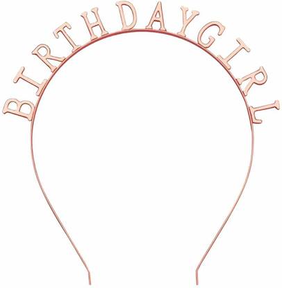 Hippity Hop Birthday Girl Metal Birthday Girl Tiara Headband / Hairband for Girls with Birthday Girl letters, Birthday Props(Rose Gold) Hair Band
