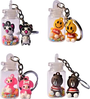kingsman Mini Glass Bottle ( 5B )With Double Teddy Key Chain