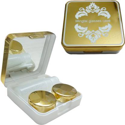 soft eye Contact Lens 30ML Cleaning Solution With Beautiful & Elegant Design case( GOLD SHINE CASE) Solution With Portable Case
