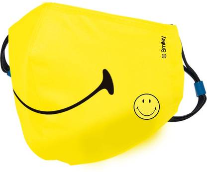 Smiley Face Mask Yellow Color with Smile Cloth Mask With Melt Blown Fabric Layer