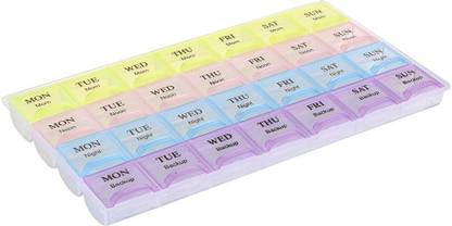 BONBURY 28 Days 4 Weeks for 7 Days Pill Medicine Box Organizer for Vitamins Tablets Medicine Dispenser
