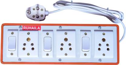 RUHAILA THREE 5-PIN SOCKET WITH THREE SEPARATE BUTTON WITH 2 METER WIRE EXTENSION BOX 3  Socket Extension Boards