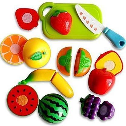 Jugutoz Realistic Sliceable 6 Pcs Fruits Cutting Play Toy Set, Can Be Cut In 2 Parts