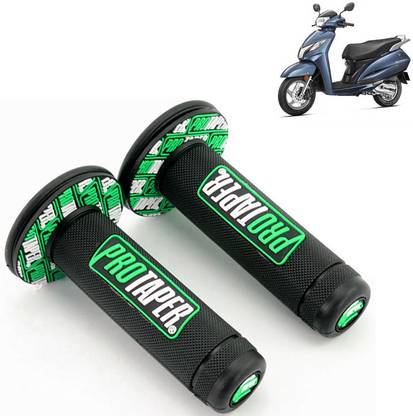 askmit Activa Motorcycle 7/8 Inch Handle Grip Gel Brake Handle Rubber Black Green_G295 Bicycle Handle Grip