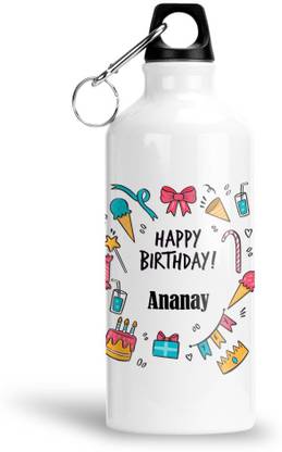 Furnish Fantasy Aluminium Water Bottle 600 ML - Best Gift for Birthday, Ananay 600 ml Aluminium Bottle