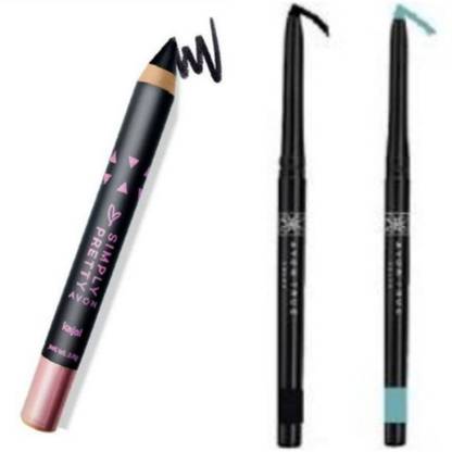 AVON TURE COLOR GLIMMERSTICKS EYE LINER G01 BLACKEST BLACK AND GREEN .28G SIMPLEY PRETTY KAJAL 2.6G