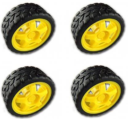 DS Robotics Wheels for Bo Motors Robot Durable Rubber Tyre wheel 65mmX30mm for BO DC Motor(Pack of 4) Educational Electronic Hobby Kit