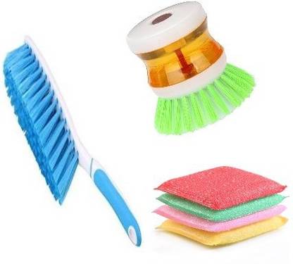 GTE Cleaning Combo Liquid Brush Cleaner With Sponge Carpet Plastic, Sponge Wet and Dry Brush