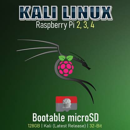 osguru K32B128G Learn Raspberry Pi and Ethical Hacking - Kali Linux 128GB Bootable microSD Card for Raspberry Pi 2, 3 and 4 (32-Bit)