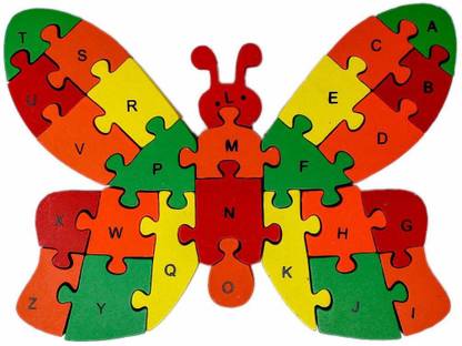 Tinykart Wooden Butterfly Jigsaw Puzzle 3D Blocks | A - Z Alphabet | 1- 26 Numbers | Kids Educational Jigsaw Puzzle Toy