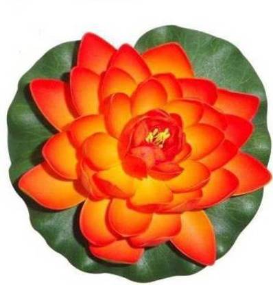 CURSOR Designs Red, Orange, Green Lotus Artificial Flower