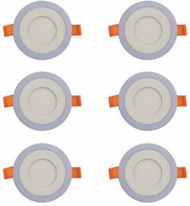 Online Generation 12 watt LED Round Panel Light Ceiling POP Down Indoor Light LED 3D Effect Lighting Multicolor Ceiling Lamp, 2 Years warranty (Pack of 6) Recessed Ceiling Light Ceiling Lamp