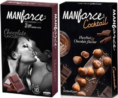 MANFORCE 10'S PACK OF CHOCOLATE AND COCKTAIL HAZELNUT TOTAL 20 PIECES Condom