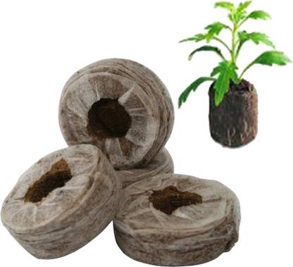 Gijja 40 mm Large Coco Jiffy Plug pellets Seed Sowing Media For Germination 100% Biodegradable (Pack of 50), PLants Grow Bag