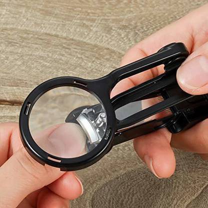 JGG Jain Gift Gallery OMUDA Stainless steel nail clippers with magnifying glass