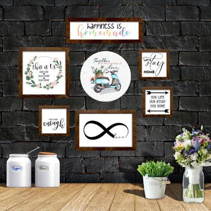 The House of Memories Home Entryway Decor Home Wall Decor Wooden Moulding Signs Rustic Décor Set of 7 Gifting Item Pack of 7